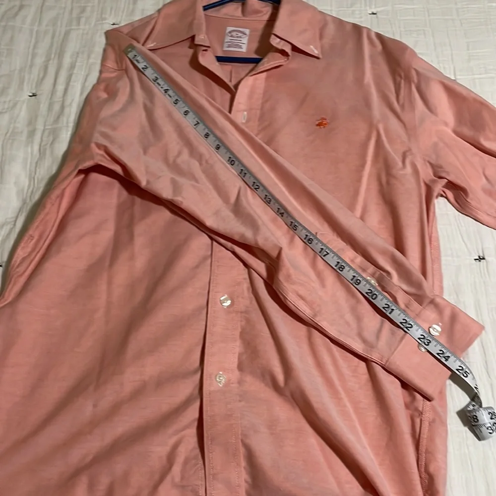 Brooks Brothers Madison Fit Shirt Button Down Solid Coral Color - Picture 7 of 8